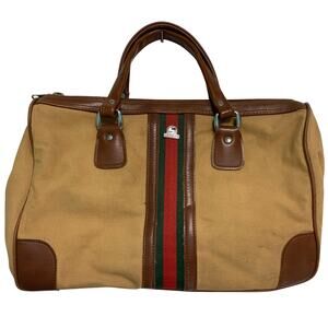 Artel Vintage 1970's Made in Korea Canvas and Leather Top Handle Luggage Bag